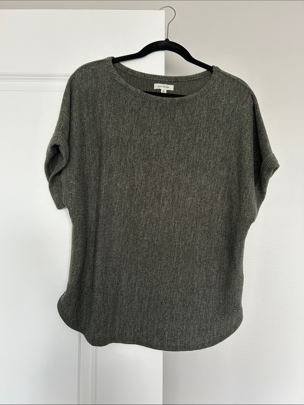 Olive Green Short Sleeve Knit Top